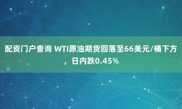 配资门户查询 WTI原油期货回落至66美元/桶下方，日内跌0.45%